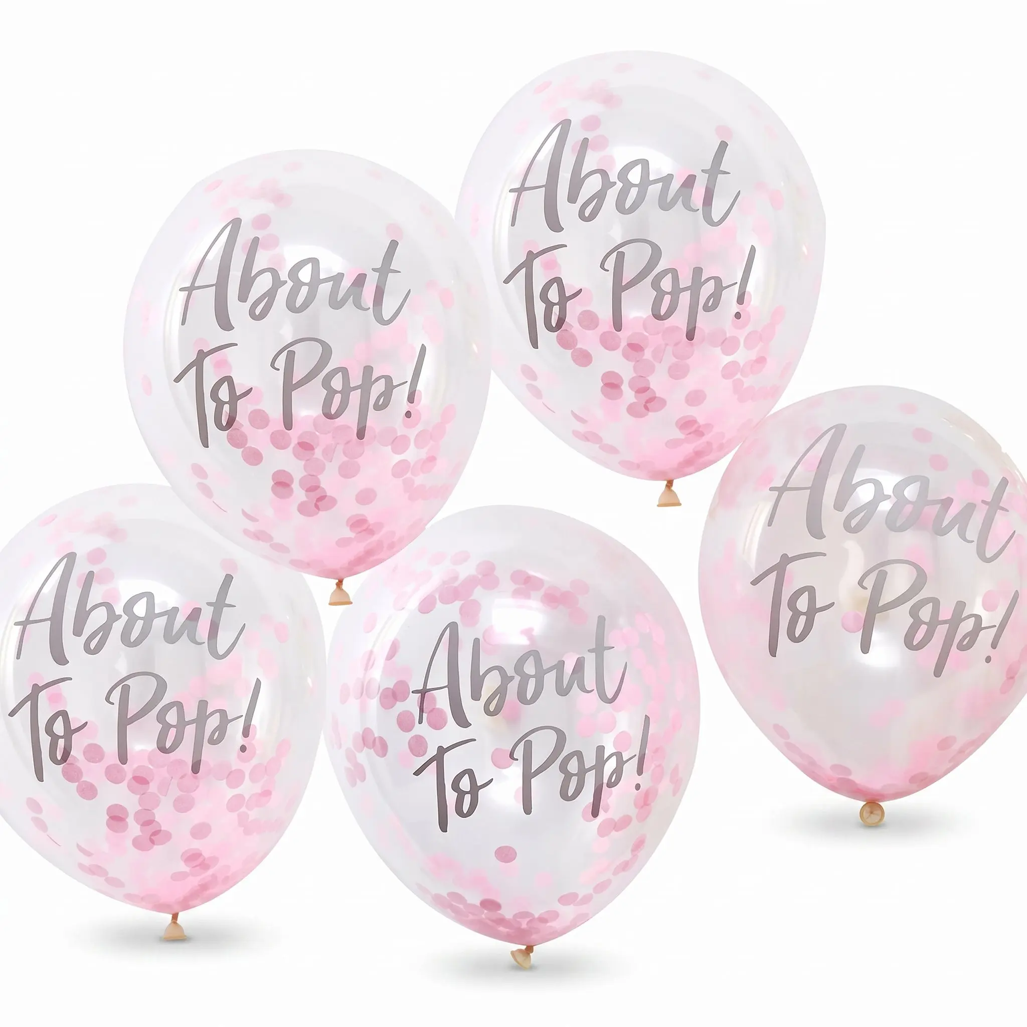 "About to Pop!" Pink Confetti Balloons for Baby Shower