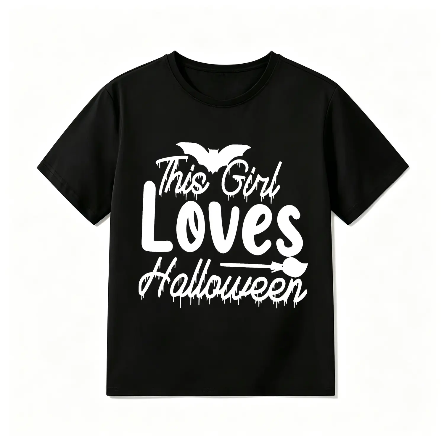Halloween Girls Graphic Short Sleeve Crew Neck Kids Cotton T Shirt Soft Breathable Casual Summer Holiday Party Top for Toddlers