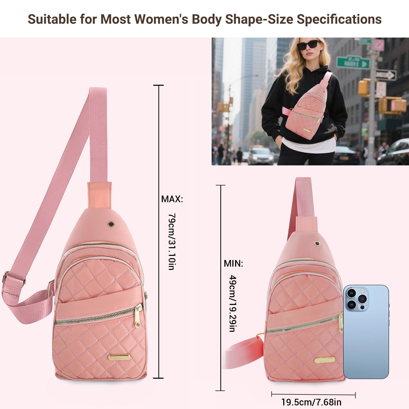 2026 Solid Color Quilted Fanny Pack - Casual Zipper Chest Belt Bum Bag, Adjustable Sling Bag for Daily Use, Lightweight & Waterproof