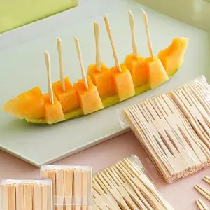 100pcs Bamboo Appetizer Forks, Fruit Forks, Dessert Forks, Home Use, Wedding Party Supplies, Individual Bamboo Sticks, Kitchen Utensils