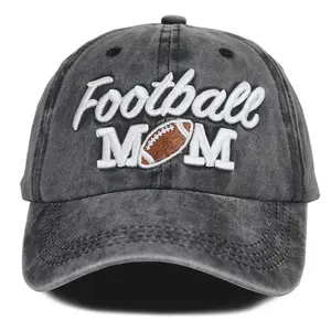 MANMESH HATT Football Mom Embroidered Baseball Cap for Women, Vintage Washed Distressed Football Mom Hat for Mama