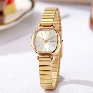 Women's square small dial bamboo strap watch, niche high-end fashion, simple and trendy, popular forest-style quartz watch, fresh and elegant wristwatch