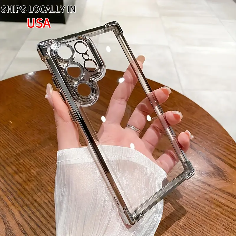 Transparent Soft Shell Case for Samsung Galaxy S24/S23/S22/S21/S20 Series Shockproof Anti-Slip Lightweight Protective Air Cushion Frame Cover