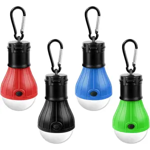 LED Camping Lantern, 3 Lighting Modes, Hanging Tent Light Bulbs with Clip Hook, Camping Essentials, Ideal for Hiking, Hurricane, Storms, Outages, Battery Powered, 4 Packs