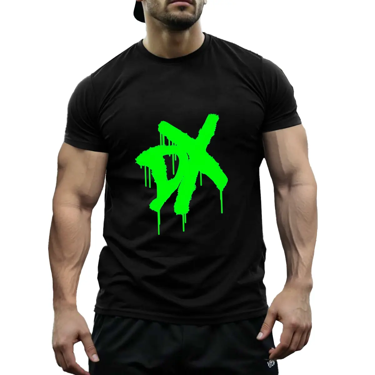 Men' s D Generation X Dx Heritage Graphic Short Sleeve T- Shirt - 100 Cotton, Black with Green Graffiti Logo, Round Neck, Casual Fit, All- Season Comfort, Regular Size, Hand Wash or Dry Clean, Casual Wear Streetwear Fashion Cotton Tshirt