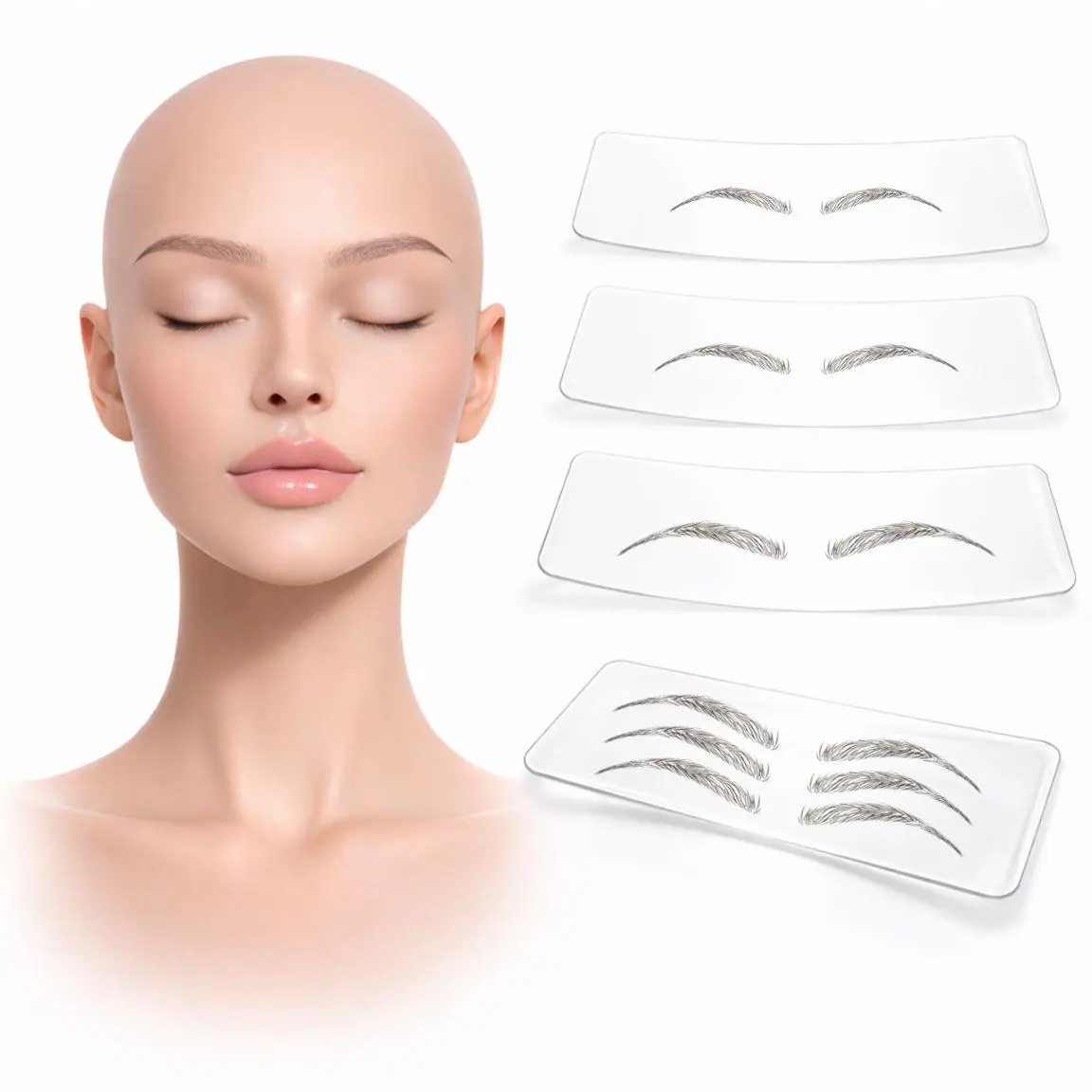 Temporary Brow Tattoos, Sample Pack, S-M-L.  Restorative Ink Specialists Temporary Brow Tattoos | Natural-Looking Eyebrow Tattoos for Chemo Patients, Alopecia & PMU Correction | Water-Resistant, 5-7 Day Wear | Includes Brow Placement Stickers