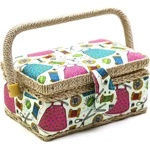 D&D Small Sewing Basket with Sewing Kit Accessories for Girls/Kids/Beginners (Multicolored)