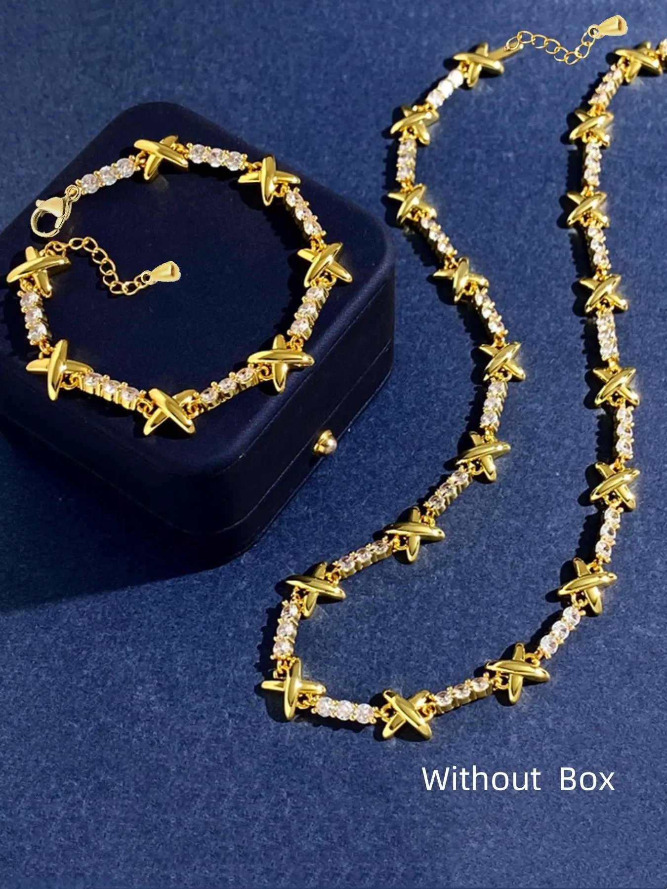 Women's Elegant Rhinestone Decorated Necklace & Bracelet, Exquisite Trendy Jewelry Set, Chic Jewelry Set As Gift for Girlfriend, Zirconia Jewelry Set, Glamour Set, Jewellery Gift Set