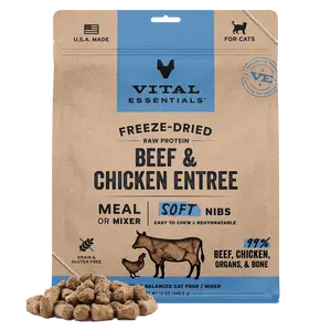 Freeze-Dried Beef & Chicken Entree & Mixer Cat Food Soft Nibs