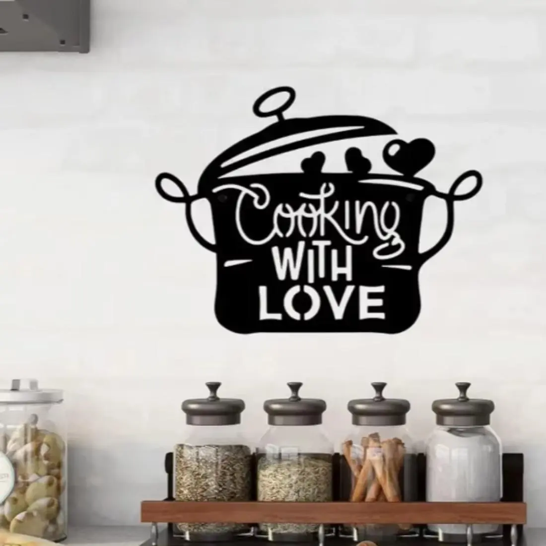 Kitchen Letter Pattern Metal Sign, Cooking with Love Lettering Decor, Wall Decor for Home Kitchen Dining Room, Home Decor, Vintage Metal Sign, Home Decor Products