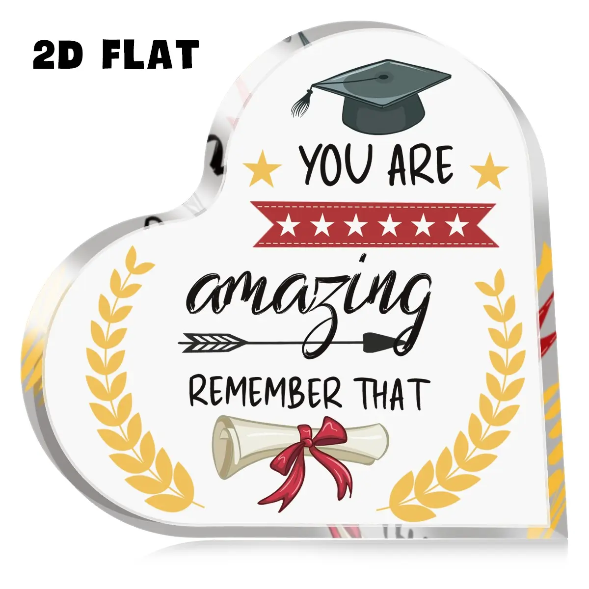 Heart-Shaped Acrylic Graduation Gift, Encouraging Message Pendant, High School Graduate Memorial Keepsake, Inspirational Gift, Heart Acrylic Plaque, Acrylic Plaque Sign