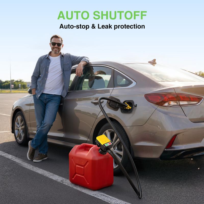 TaskStar Portable Fuel Transfer Pump 3.2 GPM- Auto-stop & Overfill Protection, Battery-Powered with 4 Adapters (Gas/Diesel/Oil/Water)