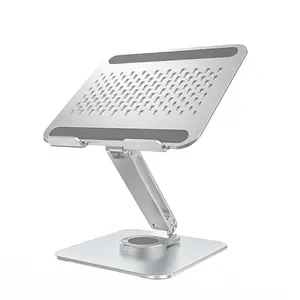 Adjustable Laptop Stand with 360 Rotating Base, Ergonomic Laptop Riser for Collaborative Work, Dual Rotary Shaft Fully Foldable for Easy Storage, Fits MacBook / All Laptops up to 16 inches