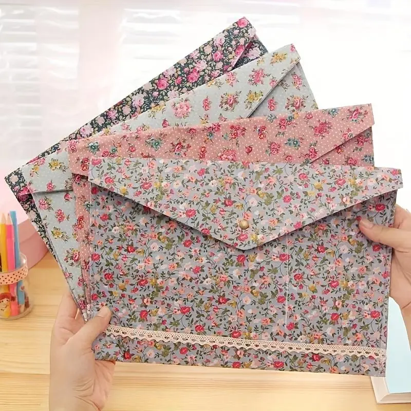 Vintage Floral Pattern Filing Folders, 4 Counts A4 File Folder, Office File Organizer, Sorting File Storage, Paper Organizers, Stationery Accessories for Home School Office