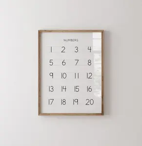 [UNFRAMED POSTER] Numbers 1-20 Poster, Numbers Counting 1-20 Chart, Printable Educational Art, Kids Room Decor, Playroom Homeschool Classroom
