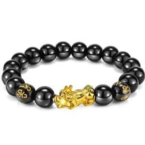 Feng Shui Chinese Bracelet for Men & Women with Amulet, Wealth, Lucky Charm, Anti Evil Eye, New in Black and Golden Original