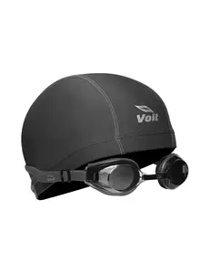 Voit Unisex Adult Summer Swimming Set - Swim Bonnet, Swimmingcap, Aquatic & Sporty Swimming Caps, Goggles - for Training, Recreation - Black