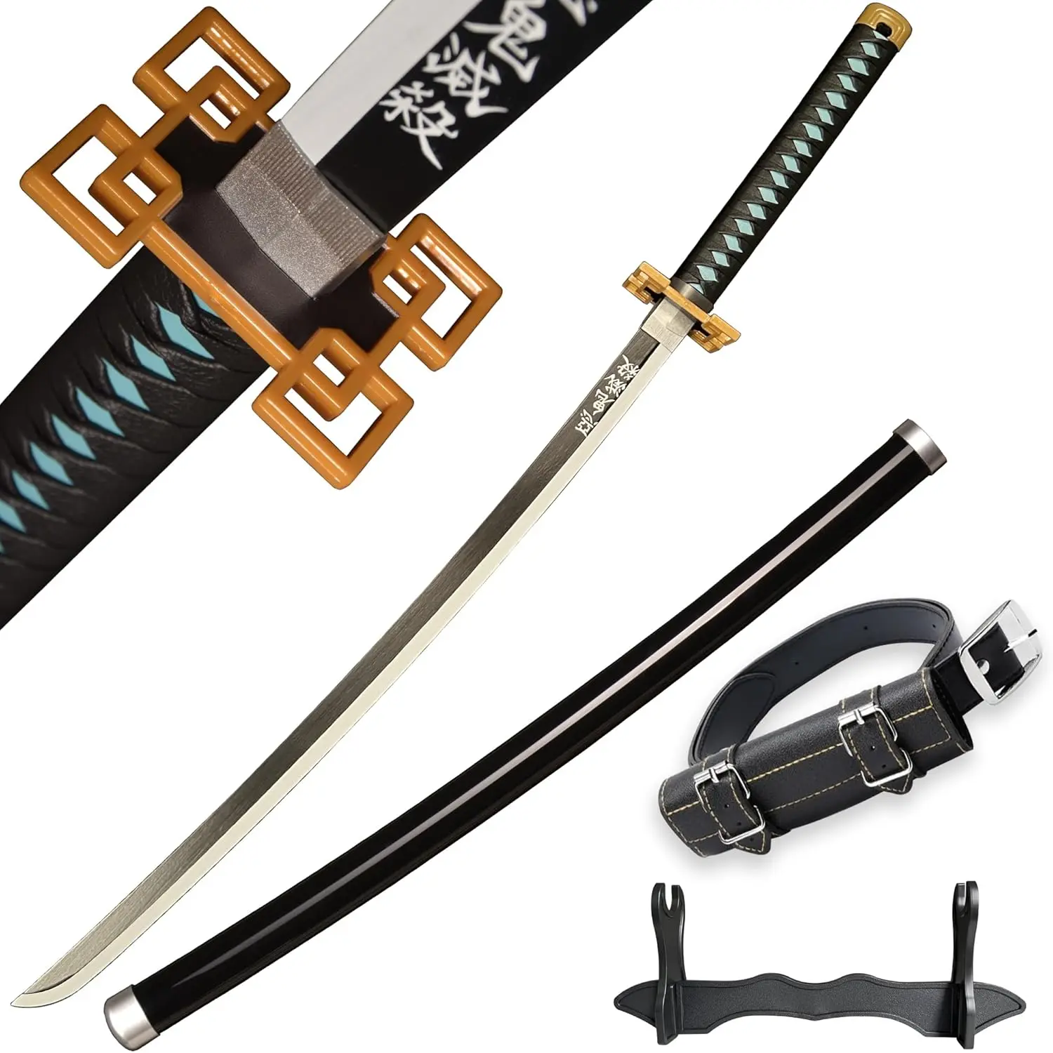 Kinstore 41" Tokitou Muichirou Plastic Katana Samurai Sword Demon a Slayer Cosplay Plastic Sword for Costume Replica
