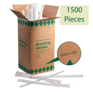 500/1500pcs Clear Plastic Drinking Straws - MADE IN USA - BPA Free, Transparent, 7.5 inch Length, Individually Wrapped, - Perfect for 16-24oz Cups and Family Drinks