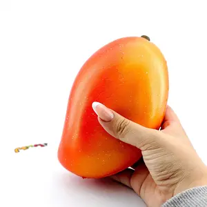 MHM Realistic Tropical Mango Slow-Rising Squishy Toy, Fake Fruit Squeeze Fidget Stress Relief Gift for Kids and Collectors