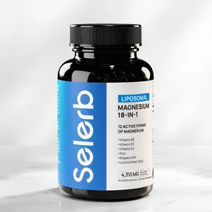 Selerb 18-IN-1 Magnesium Complex – 12 Active Forms of Magnesium with Vitamin B6, D3, K2, Zinc & Slippery Elm – Supports Sleep, Relaxation, Muscle Recovery & Overall Health – 90 Veggie Capsules  850077027130 850077027130*2 850077027130*4