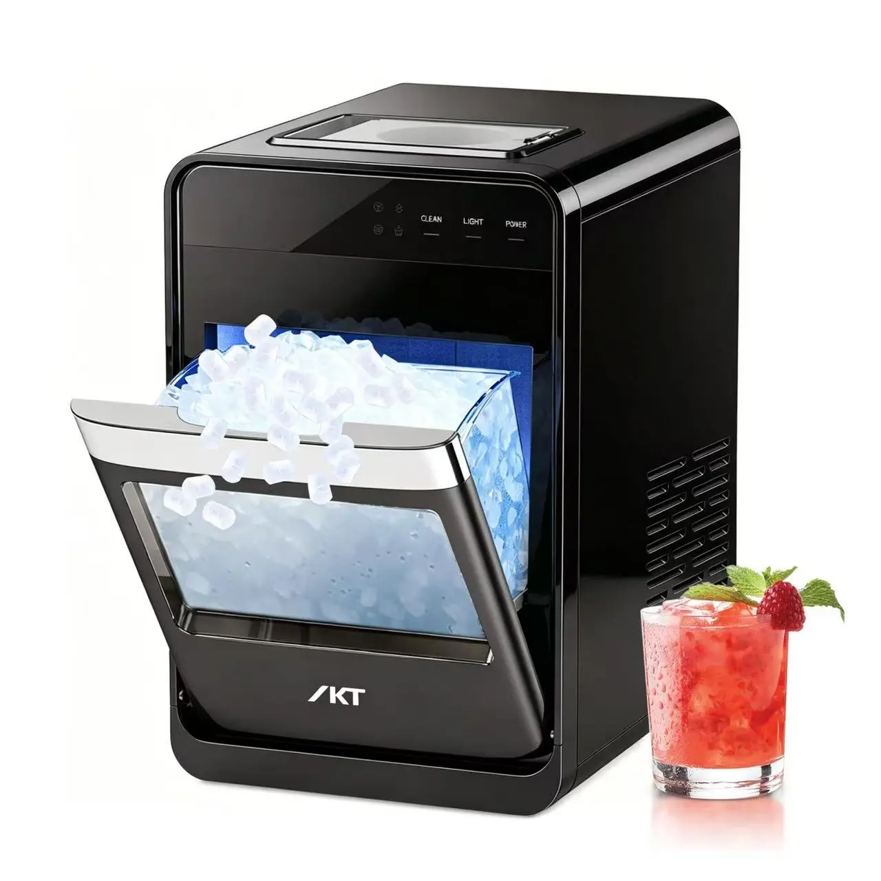 IK&SOOPYK Self-Cleaning Nugget Ice Maker Countertop,35lbs/24H Pebble Ice Maker Machine Soft Chewable Sonic Ice Machine,for Home,Kitchen&Offic,Blcak