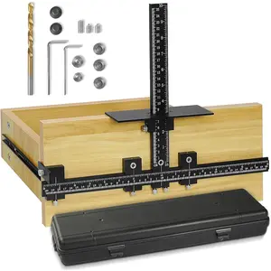 Cabinet Hardware Handle Jig -  Alloy Cabinet Template Tool Woodworking Drilling Hole Doweling Guide Punch Locator for Installation Handles Knob  Drawer Door Pulls(Black)