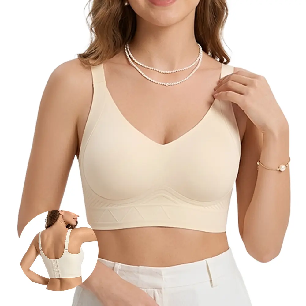 Soft Intention Plus Size Back Fat Smoothing Jelly Bra 7 Row Hooks, Seamless, Everyday, Push Up
