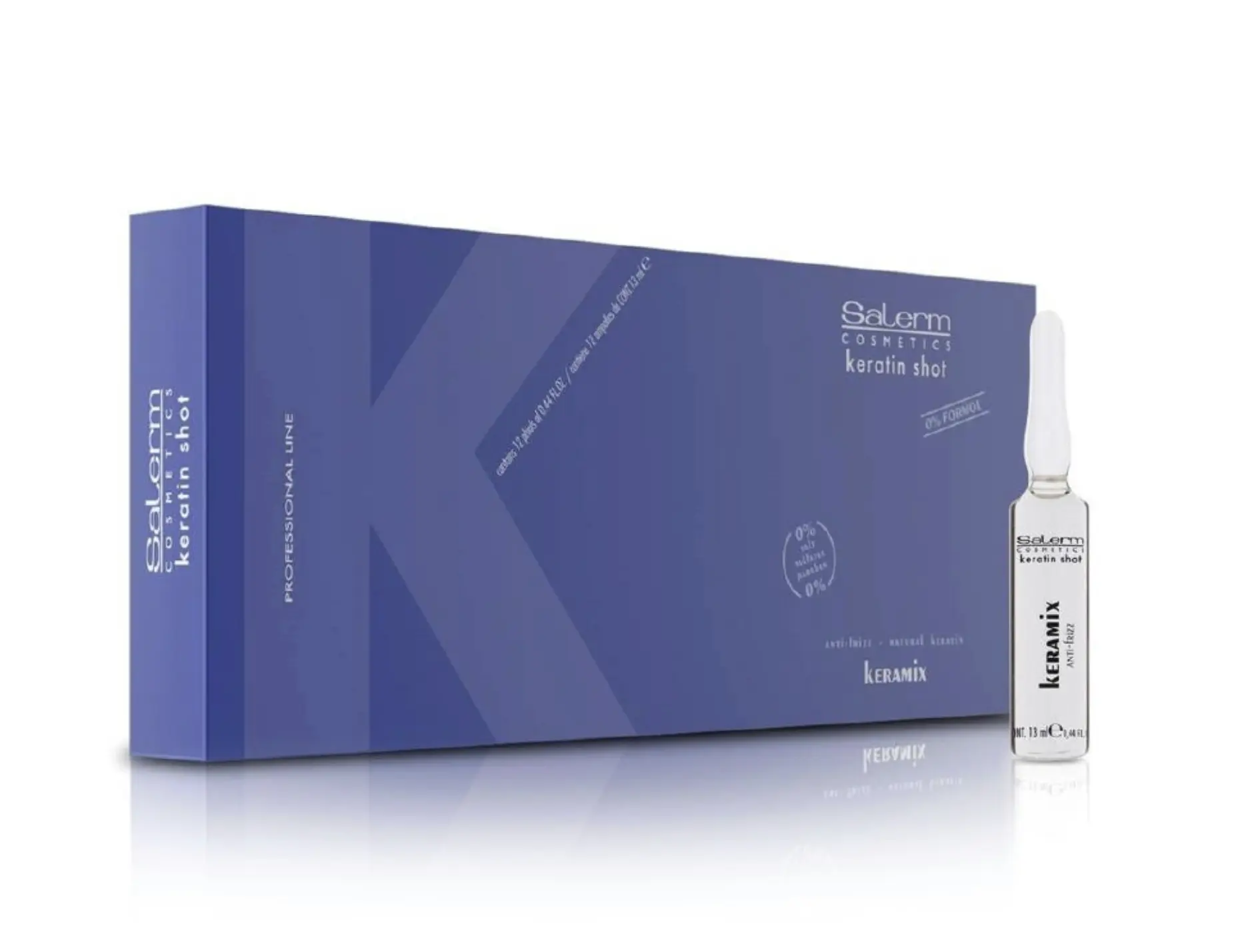 SALERM Keramix Keratin Shot Hair Treatment - Argan Oil Smoothing Serum for Frizz Control, 3-Month Straightening, 12 Ampoules, Keratin Hair Treatment