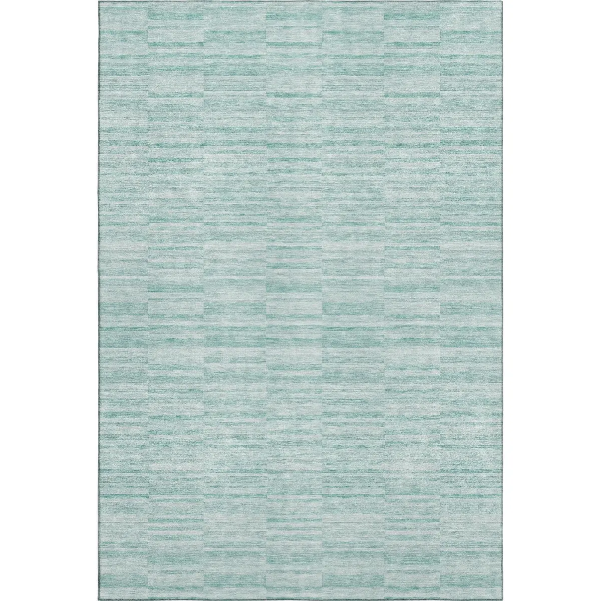 HomeRoots 666362 10x14 ft. Turquoise, Gray & Ivory Strip Area Rug, Washable Machine-Made Rectangular Area Rug with UV Protection, Rectangular Area Rugs, Strip Area Rugs