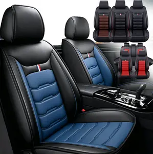 Full Set 5 Seat Covers, Luxury Leather Pickup Seat Cushion Cover Fit for 2015-2024 Ford F150 SuperCrew & 2017-2024 F250 F350 F450 Super Duty Crew Cab XL XLT Lariat King Ranch Platinum