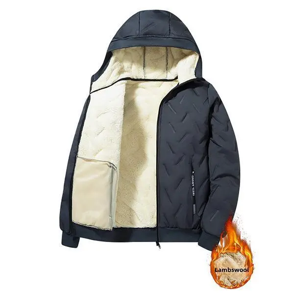 Men's Autumn & Winter Warm Lamb Fleece Jacket - Hooded, Zip Closure, Machine Washable, Casual Sports Cotton Coat, Long-Sleeve Outerwear, Stylish Men's Outdoor ClothingGift Men's Autumn & Winter Warm Lamb Fleece Jacket - Hooded, Zip Closure, Machine Washable, Casual Sports Cotton Coat, Long-Sleeve Outerwear, Stylish Men's Outdoor ClothingGift