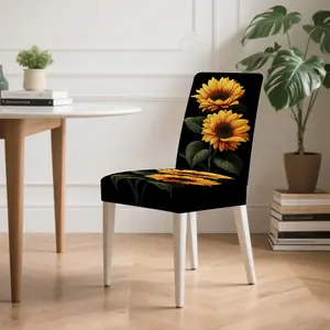 4/5/6/7pcs Golden Sunflower Duo Dining Chair Slipcover And Tablecloth Set, Tablecloth Chair Covers, Easy Setup & Care, Fits Dining Room, Indoor Use, Outdoor Picnics, Kitchen, Party Must-Have, All Seasons & Gifting