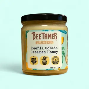 BeeTamer's Beeñia Colada Creamed Honey - Sweet Natural, Pineapple Powder, Raw Honey