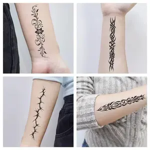 Cool, Dark-Themed Black-and-White Tribal Rune Symbol Totem Tattoo Stickers – Realistic Semi-Permanent Waterproof Tattoos