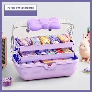 Plastic Storage Box Set for Guka Cards, Desktop Organizer with Stickers, Hand Account Storage Box, Ideal for Card Collection & Organization