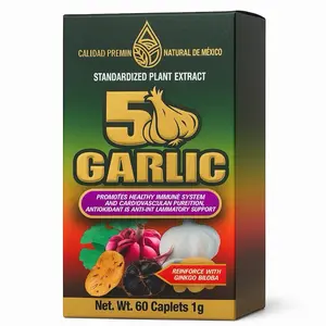 5 Garlic – Premium Natural Supplement | Supports Immunity, Heart & Circulation | Antioxidant & Anti-Inflammatory Formula with Ginkgo Biloba | 60 Caplets (1 g Each) – Calidad Premium Natural de México