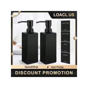 Black Soap Dispenser, 2pcs Glass Hand Soap Bottle, 12oz Bathroom Glass Soap Dispenser With Stainless Steel Pump, Liquid Dish Soap Dispenser For Kitchen, Modern Bathroom/Kitchen Soap Dispenser Set