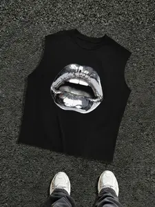 Men's Summer Casual Sleeveless Tank Top, Geometric Print, Breathable Fabric, Fitted Style, Ideal for Travel and Home Wear