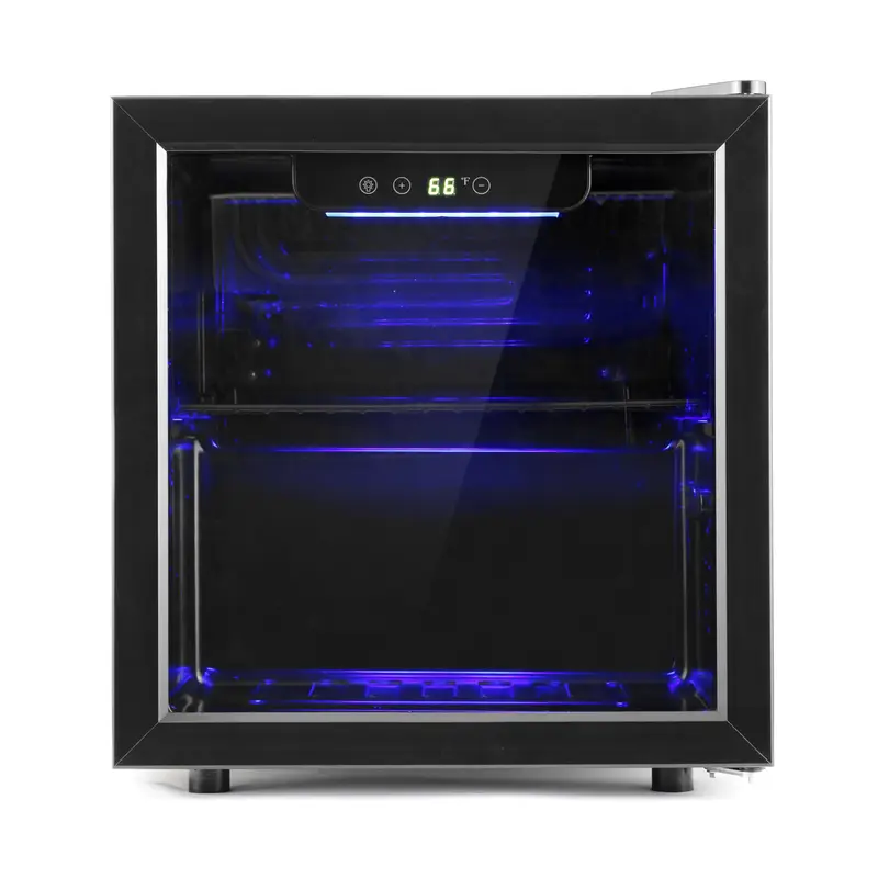 Antarctic Star 1.3 cu ft Corded Portable Fridge - Compact Mini Fridge, Stand-Alone Beverage Cooler, Organizer Shelf, Single Zone 40°F-61°F Temperature Control Refrigerator, Soft Blue LED Lighting, Quiet Operation, Glass Door for Dorms/Small Spaces