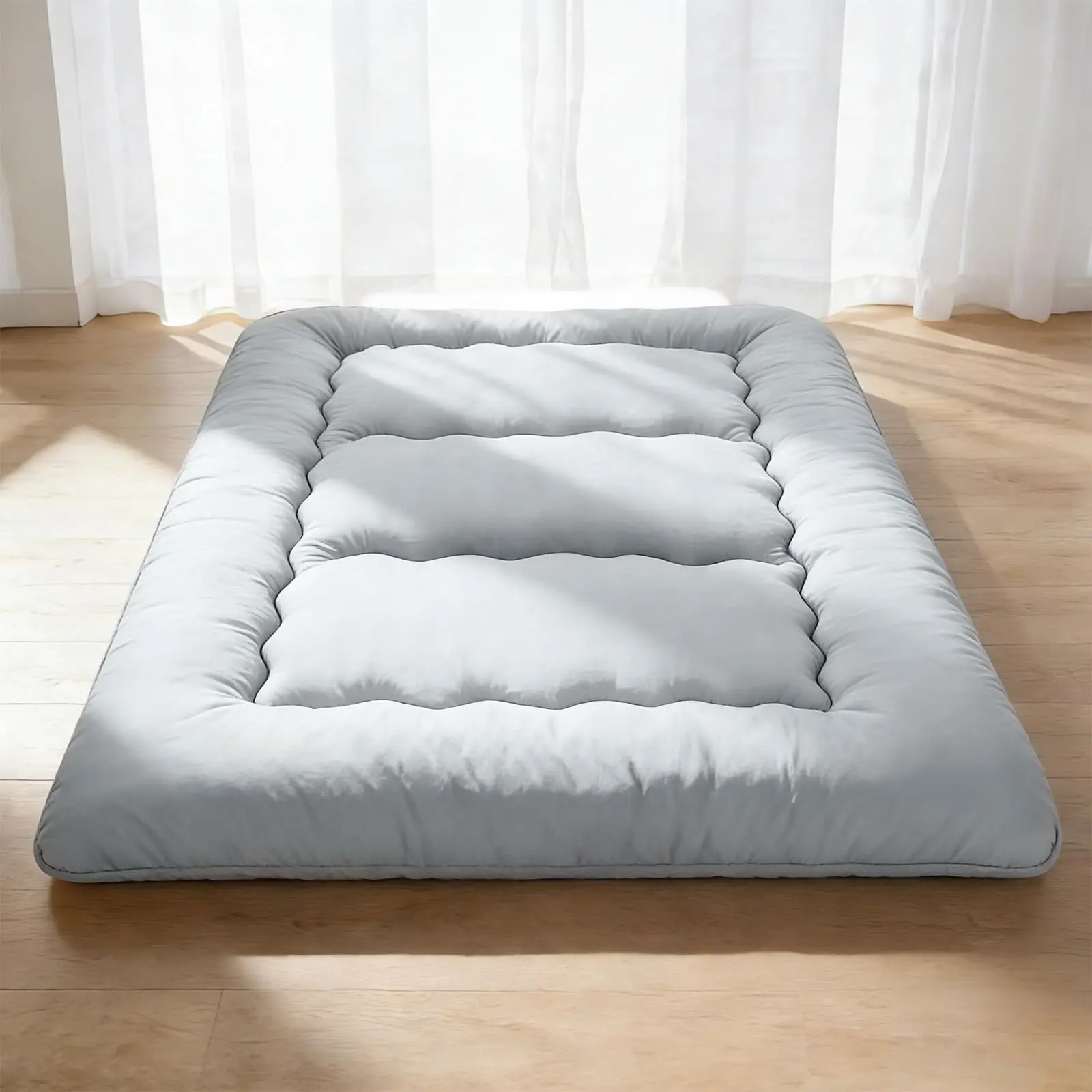 Japanese Floor Mattress Futon Mattress, 4-Inch Twin Thicken Tatami Mat Sleeping Pad Foldable Roll Up Mat Boys Girls Dormitory Pad Kids Floor Lounger Pillow Bed