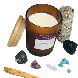 Prosperity Candles,turquoise, soy ,tourmaline, tigers eye, raw amethyst, Clear Quartz