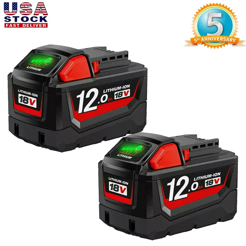 2/1 Pack 18V 12.0Ah Lithium-Ion Battery Replacement for Milwaukee MK18 Tools 48-11-1850 48-11-1840 48-11-1852 48-11-1815 High Capacity Cordless Power Tools