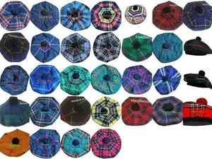 Men's & Women’s Scottish Tam O' Shanter Hat Tartan Scottish Tammy Cap One Size