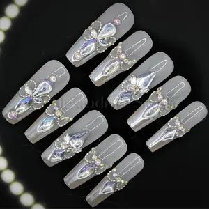 Alexandrite Studio Press On Nails --- Silver Gradient Sparkle