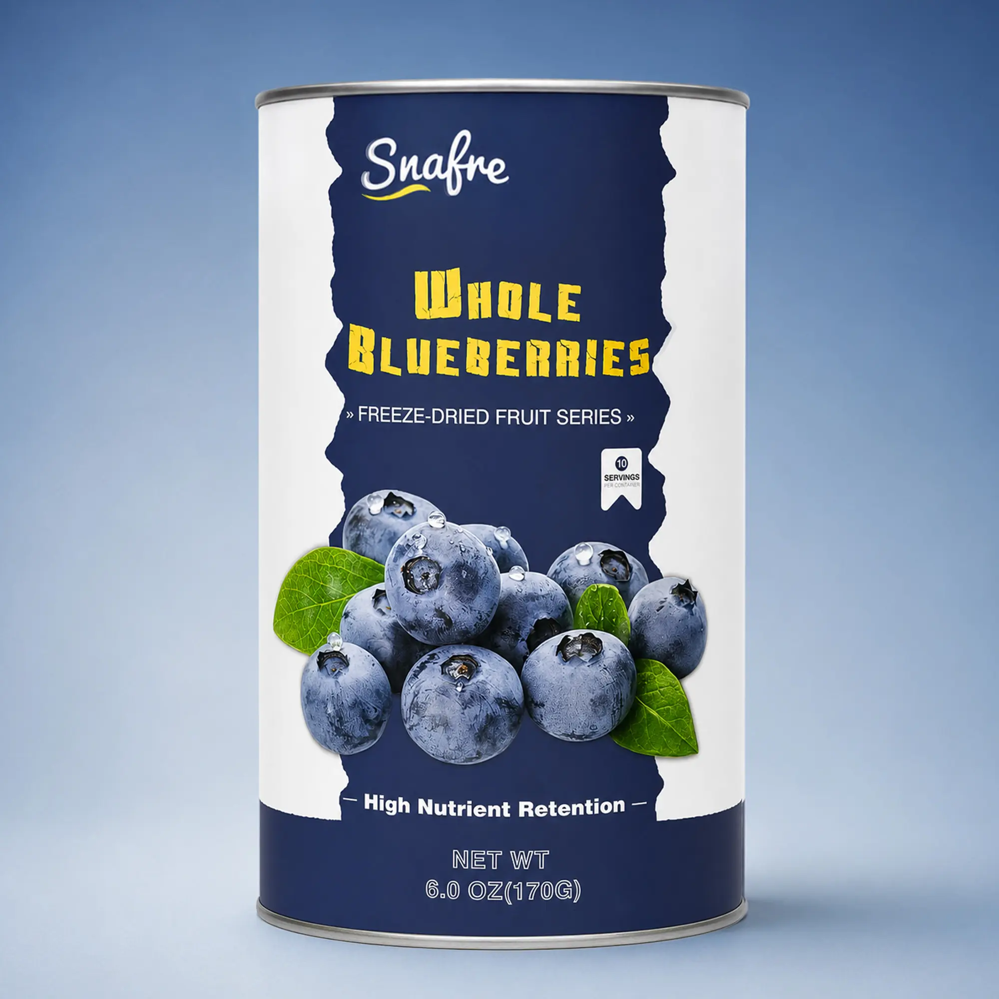 SNAFRE Freeze Dried Whole Blueberries 6 oz (170g) - 100% Real Fruit Snack No Sugar Added Non-GMO Crispy Berries for Yogurt & Oatmeal