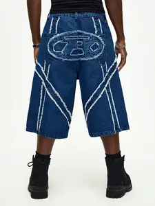 Men shorts - Men Distressed Blue Denim Shorts Patchwork Casual Summer Streetwear shorts for the summer short shorts cargo pants for men shorts for summer pants for men vacation outfit jeans for men jeans pants for men summer outfits y2k clothes outfit