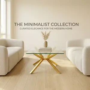 Modern Rectangular Clear Tempered Glass Coffee Table 39.37"L x 23.62"W x 16.93"H for Living Room, Heavy Duty Sturdy Metal Frame with Gold Legs, Easy Clean Surface, Stable Side Table for Office Lounge