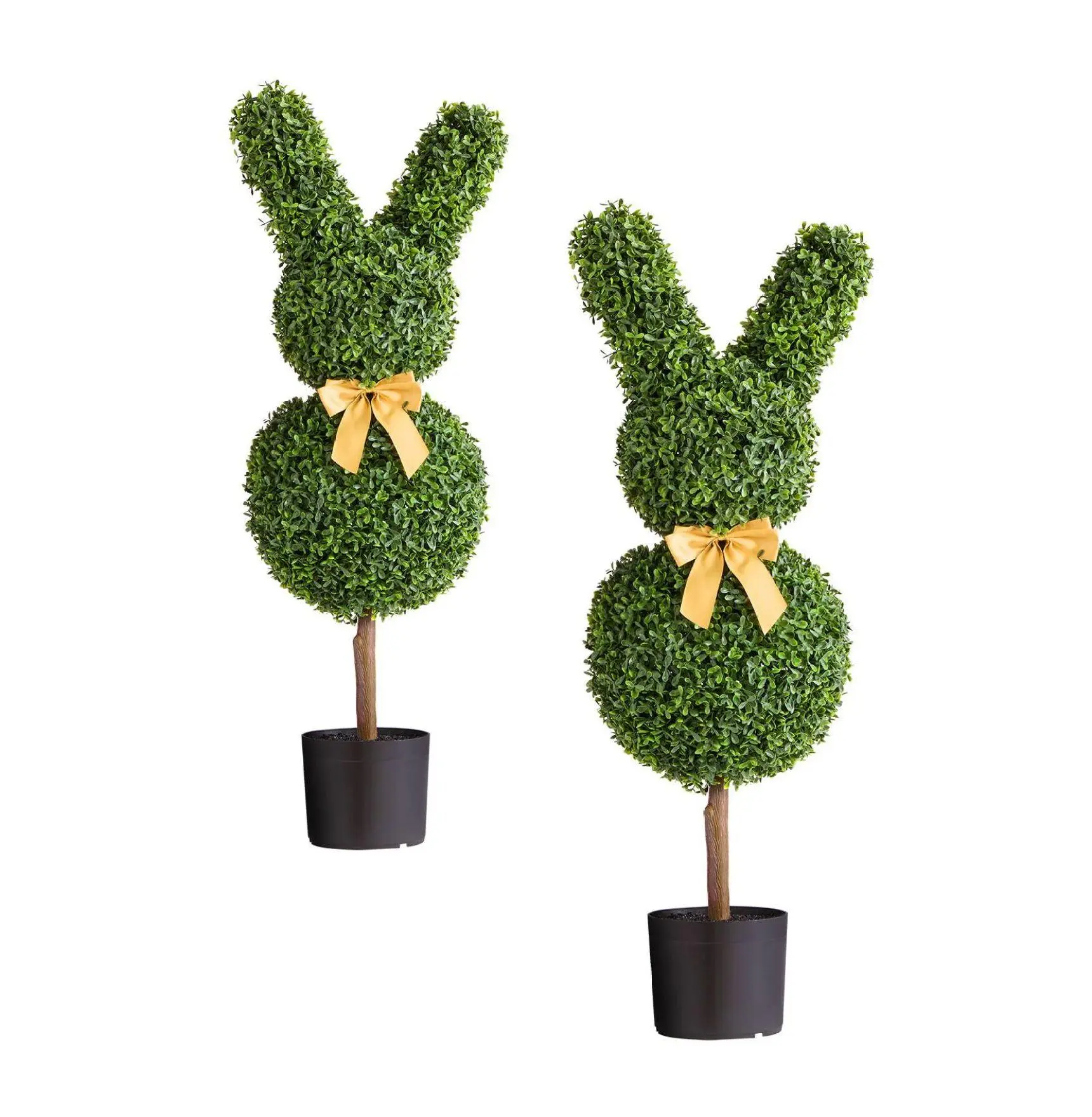 Artificial Topiary Bunny, 2x36 inch Boxwood Balls, Faux Outdoor Plants for Porch Patio Garden, Realistic Silk Tree Decor Bunny-Shape