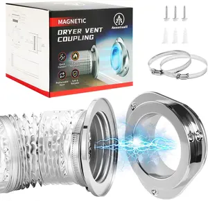 DV180 Dryer Vent Kit, Airtight Seal Magntic Drver Vent Connector Kit, Including 6-Ply Aluminum Foil Duct and 2 Clamps, Easy to Quick Connector